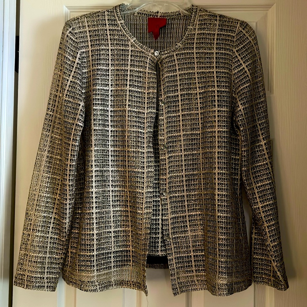 2 piece blanket & gold tank with matching sheer jacket